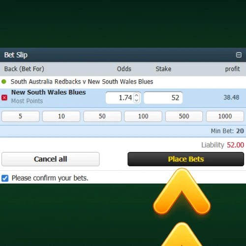 Bet slip confirmation before placing a bet