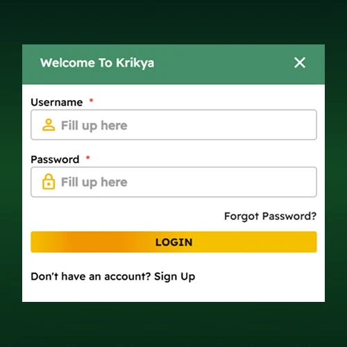 User login page on Krikya platform