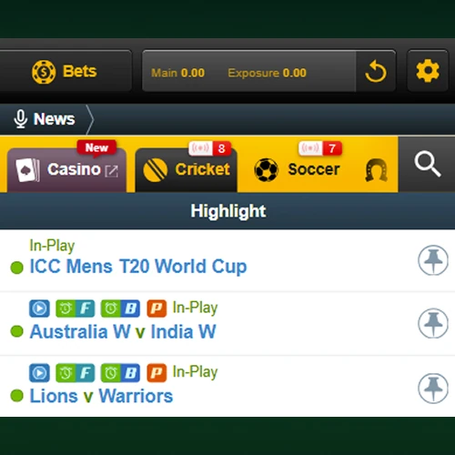 List of cricket matches available for betting